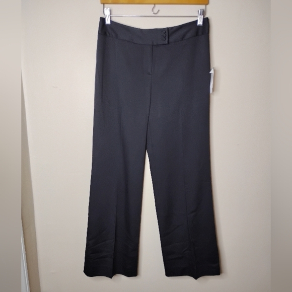NWT Anne Klein Wide Leg Dress Pants 6P Black Wool Blend Lined Career - Picture 2 of 7